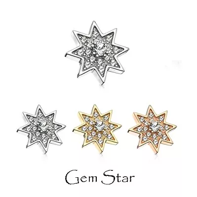 £5.99 • Buy Gem Dermal Anchor Top - Gem Star - Micro Microdermal Head Surface Piercing
