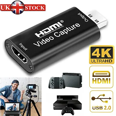 £7.99 • Buy Video Capture Card HDMI To USB HD 1080P Recorder For Game/Live Streaming New