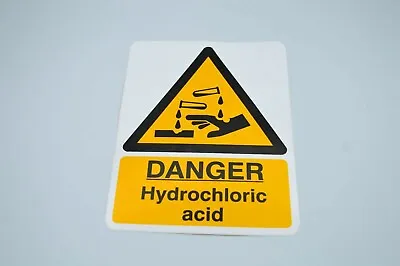 £1.20 • Buy Danger Hydrochloric Acid Sign Self Adhesive Vinyl Gloss Sticker 150mm X 200mm