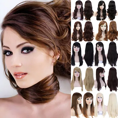 Women'S Long Curly Straight Wavy Hair Synthetic Full Wig Natural Cosplay Party 3 • $19.32