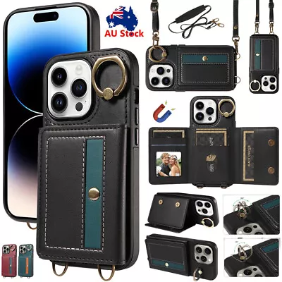 For IPhone 15 Pro Max 14 13 12 11 XS 8 Plus Leather Wallet Card Case Strap Cover • $5.09