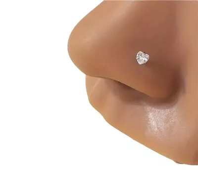 L Heart Shaped Clear Color Nose Ring Stud 20G • $3.98