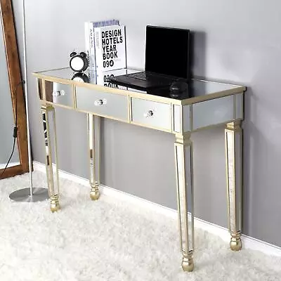 Console Table Mirrored / Silver With 3 Drawer Home Dressing Table Computer Desk • $155.99