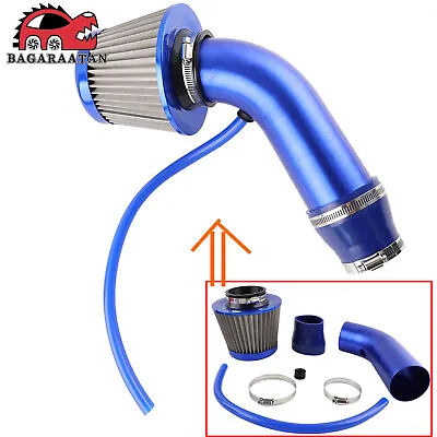 Power Flow Pipe Hose System 76mm 3  Car Cold Air Intake Induction Filter Blue • $31.77