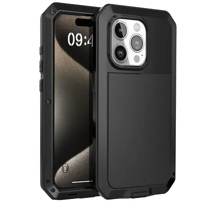 For IPhone 15 11 12 13 14 Pro Max Metal Case Heavy Duty Shockproof Tough Cover • $18.99