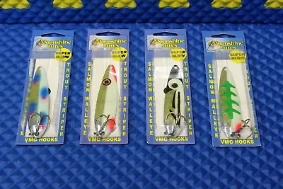 Moonshine Super Glow Lures Half Moon Series Standard W/VMC Hook CHOOSE A COLOR! • $6.79