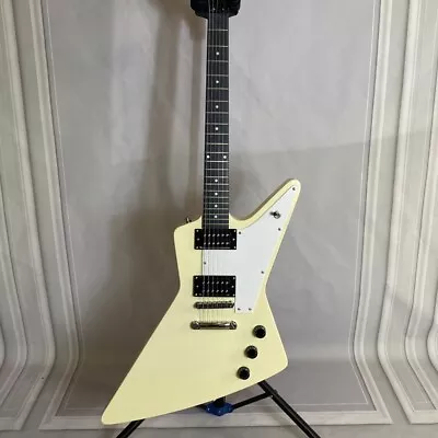 Vintage White Explorer Electric Guitar Solid Black Fretboard Black HH Pickups • $219