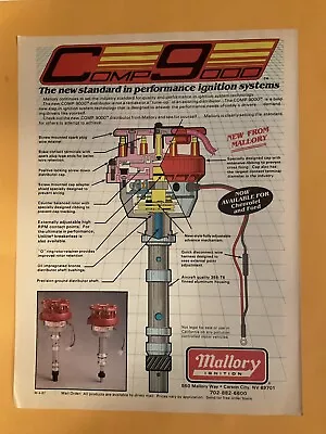 1988 Mallory Ignition Print Ad Comp 9000 Distributor  Chevy Ford Orig  VTG 88-2 • $4.99