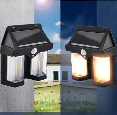 Outdoor Motion Sensor Light Fixture Dual Core Wall Lamp Solar LED Sconce • $13.04