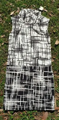 £43.54 • Buy Jane Lamerton Stretchy Bodycon Mini Black White Geometric Turtle Neck Dress 8