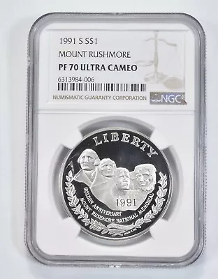 1991 S Mount Rushmore Commemorative Proof Silver Dollar NGC PF70 UCAM • $129.92