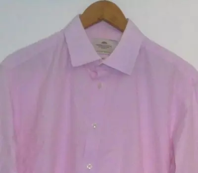 Mens Hawes & Curtis 16.5  Collar Pink Luxury Cotton Double Cuff Business Shirt • £12.99