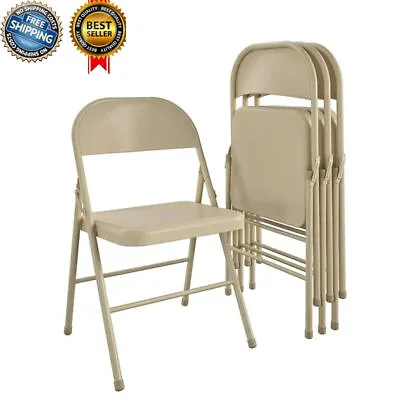 New Commercial Heavy-duty Steel Folding Chairs Stackable Picnic Party (Set Of 4) • $74.10