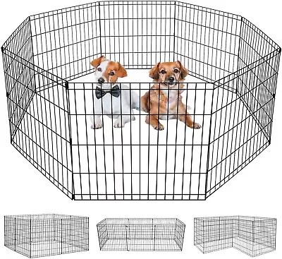 Ten 24 H Dog Playpen No Tools Required For AssemblyBlack 8 Panel • $38.99