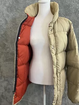 Vintage Men's Down & Feather Puffer Jacket Tan / Orange • $90