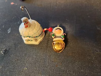 Hallmark Christmas Ornaments Miniature Snow Friends Popup Igloo And Jingle Bell • $9.99