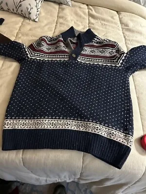 Tommy Hilfiger Sweater High Neck Blu/whitle L-Men Fine Wool • $23