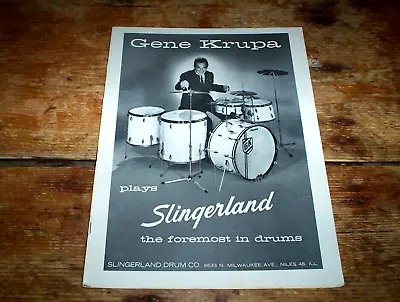 GENE KRUPA ( SLINGERLAND DRUMS ) 1963 Vintage U.S. Magazine PROMO Ad NM- • $24.95