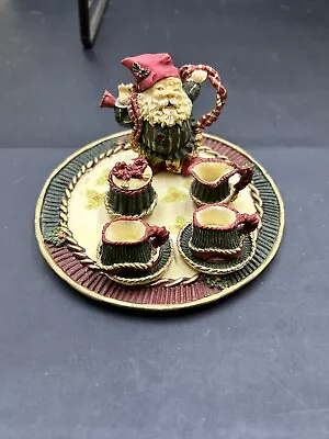 Vintage Price Miniature Tea Set Christmas Santa Polyresin- 10 Piece • $8.50