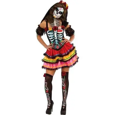 Rubie's Day Of The Dead Senorita Skeleton Women's Halloween Fancy Dress Costume • £24.99