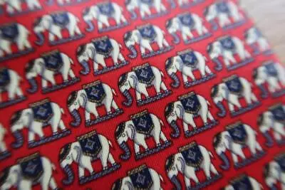 MERCEDES Handmade ELEPHANT Red White Blue Men's Silk NECKTIE Neck Tie • $11.60