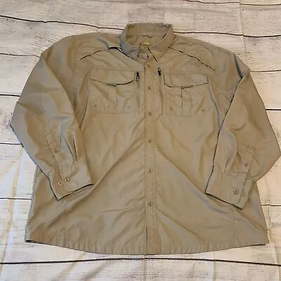 Cabelas Guidewear Shirt Mens XL Long Sleeve Button Up Khaki Vented • $14.99