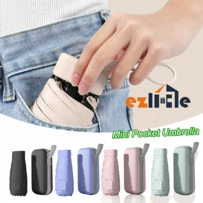 $18.99 • Buy Mini Pocket Umbrella Ultra Light With Box 6 Folding Anti-UV Sun/Rain Windproof