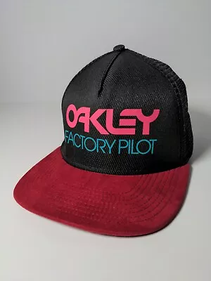 Oakley Factory Pilot Trucker Hat Mesh Snapback Baseball Cap Retro Pink & Teal • $17