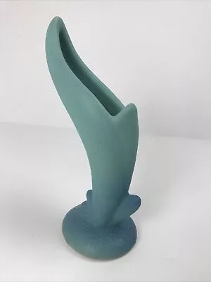 Vintage Van Briggle Pottery 8 1/4” Teal Blue Bird Of Paradise Single Vase EARLY • $89.99