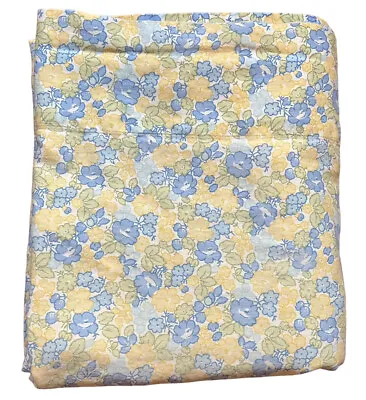 Laura Ashley Home Vintage Queen Flat Sheet Yellow & Blue Petite Floral Very Soft • £26.01