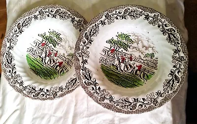 Two Vintage Soup Plates Myott Staffordshire Country Life Hunting Scenes 1982 • £15.20