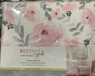 💐 Bedtime Originals Blossom Pink Watercolor Floral 3-Piece Baby Bedding Set🆕 • $62.99