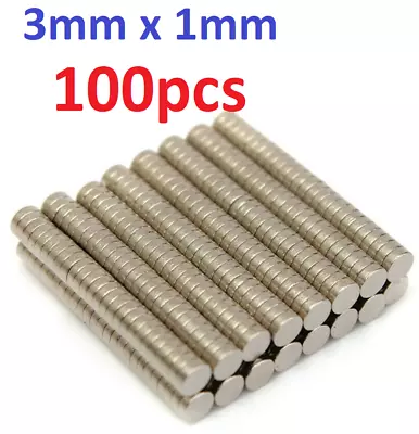100X Neodymium Disc 3mm X 1mm Rare Earth Magnet Fridge Magnets Warhammer Crafts • $10.30
