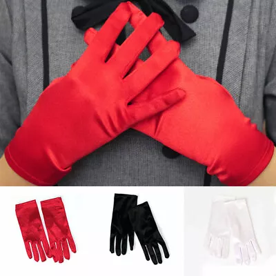 £3.34 • Buy Women Short Wrist Gloves Smooth Satin Party Dress Prom Evening Wedding Gloves