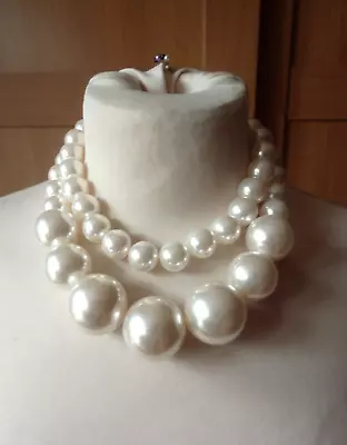 Zara Chunky Faux Pearl Necklace / To Wear Double Or Single • £19.99