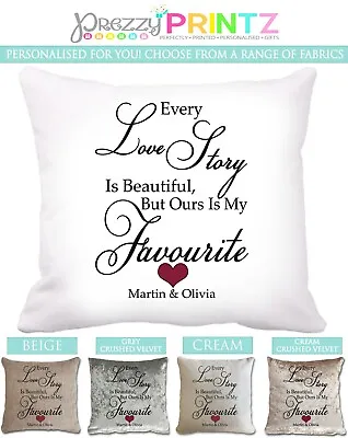 Personalised Cushion Love Story Wedding Mr&Mrs Valentines Day Gift Newly Weds  • £18.99
