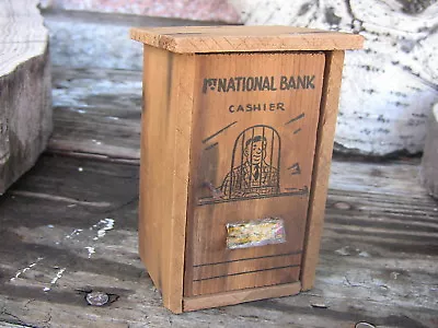 Vintage Coin Bank Novelty Souvenir Wood Outhouse 1st National Bank Munising Mich • $36.82