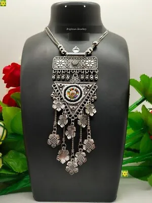 £9.99 • Buy ASIAN Silver Oxidised Ethnic Tribal Costume Modern NECKLACE JEWELLERY Christmas