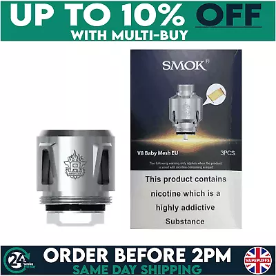 SMOK V8 BABY Q2 EU CORE COILS X PRIV COILS T8 EU & Mesh EU 0.15Ω T PRIV BIG BABY • £5.45