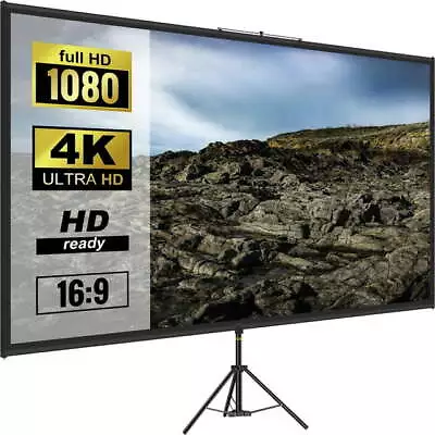 VEVOR Tripod Projector Screen With Stand 60” 4K HD 16:9 Home Cinema Portable! • $35.94