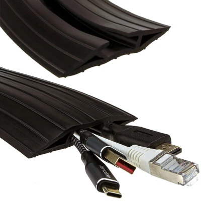Rubber Floor Cable Protector Safety Lead Cover Black 19 X 9.5mm Channel 1m To 9m • £10.10