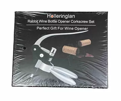 Holleringlan Rabbit Wine Bottle Opener Corkscrew Set Foil Cutter Sealed Box • $14.99