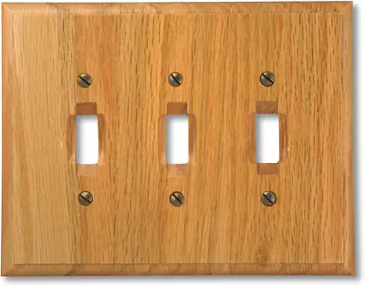 AMERELLE 4025TTT Traditional Triple Toggle Wood Wallplate In Light Oak • $19.12