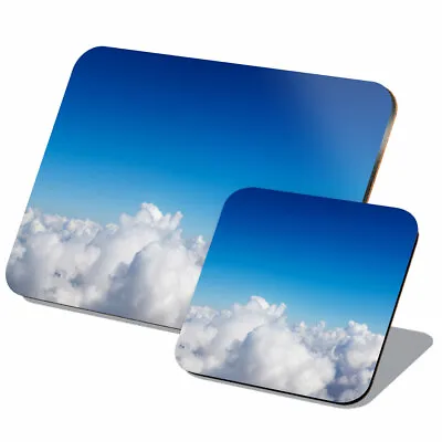 £9.99 • Buy 1x Cork Placemat & Coaster Set - Cloudscape Cumulus Clouds Blue Sky #44630