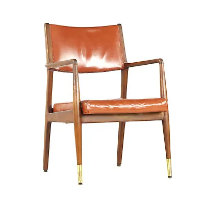 Stow Davis Mid Century Walnut And Brass Lounge Chair • $1547