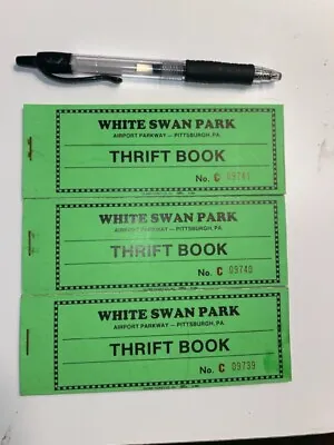 Vintage White Swan Amusement Park Ticket Thrift Book Pittsburgh P.A. 1955-1989 • $20