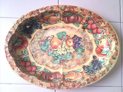 Vintage Daher Decorated Ware Oval Tin Tray Platter Made In England Harvest 12.5” • $10