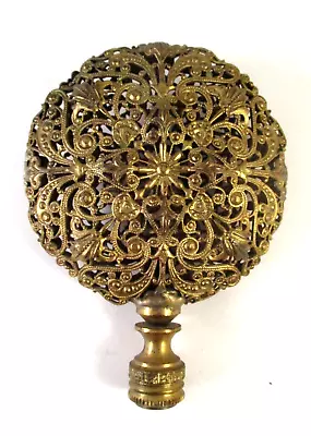 Vintage FILIGREE DOUBLE SIDED PUFFY DISC LAMP FINIAL 3-5/8  • $24.99