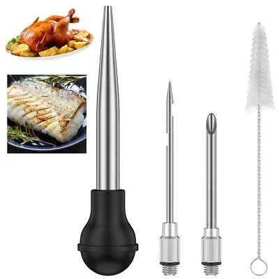 Turkey Baster Chef Cooking Gravy BBQ Flavour Food Pipe Clear Pump Tube Set↞⌒ • £9.86