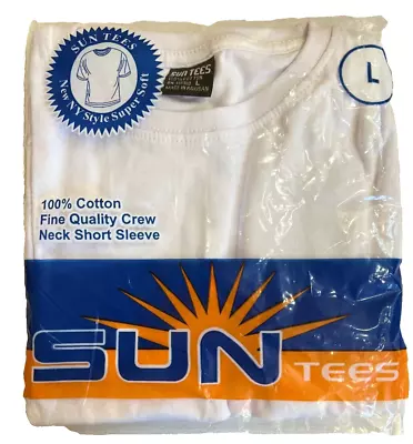 SunTees Men's Plain 100% Cotton White Crew T-Shirt Heavy Short Sleeves T Shirts • $9.99